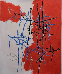 jean-marc-brunespace-racineux VI-2025 encre de Chine, pastel, crayon sur papier cartonné, 50x65 cm