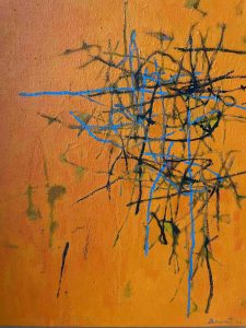 jean-marc-brunet-racines-sur-fond-orange-huile-sur-toile-33x41cm